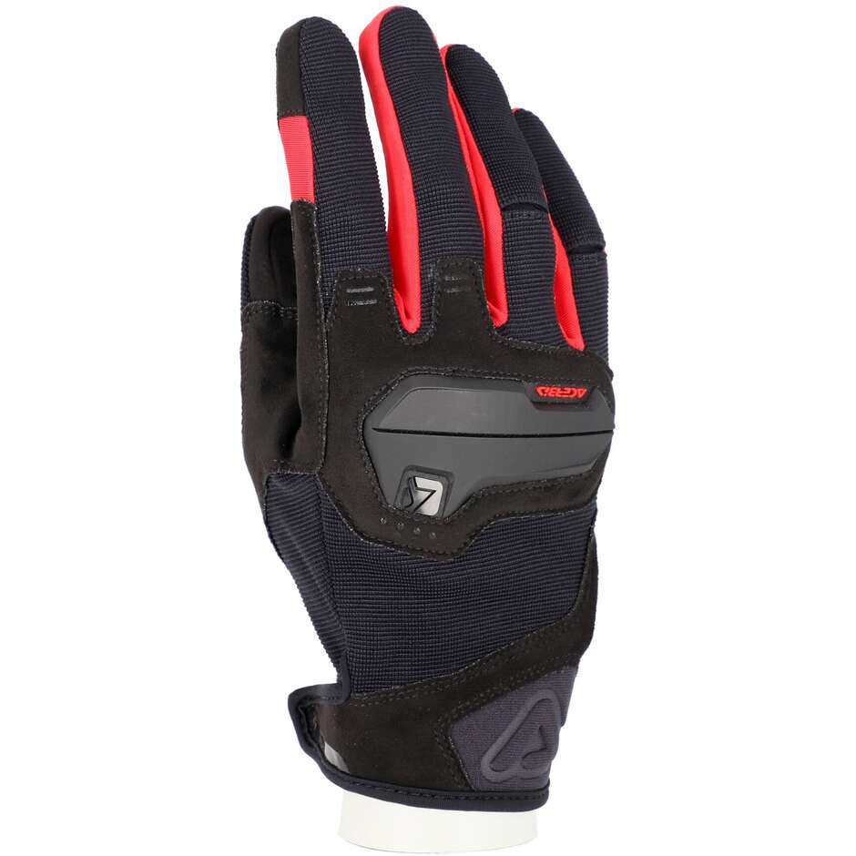 Acerbis CE X-STREET Schwarz-Rote Motorradhandschuhe aus Sommerstoff