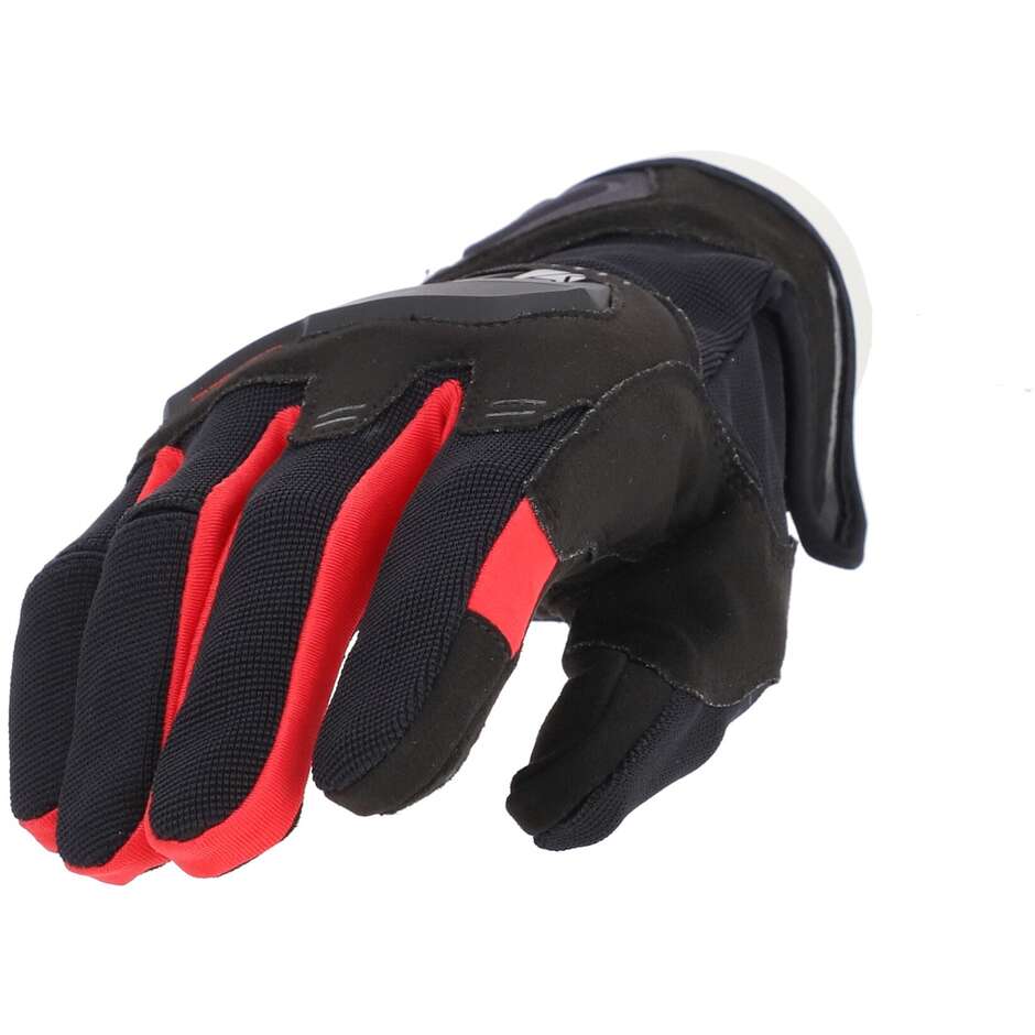Acerbis CE X-STREET Schwarz-Rote Motorradhandschuhe aus Sommerstoff
