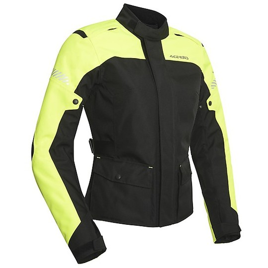 Acerbis Discovery Forest Lady Touring Fabric Motorcycle Jacket Black Yellow Fluo