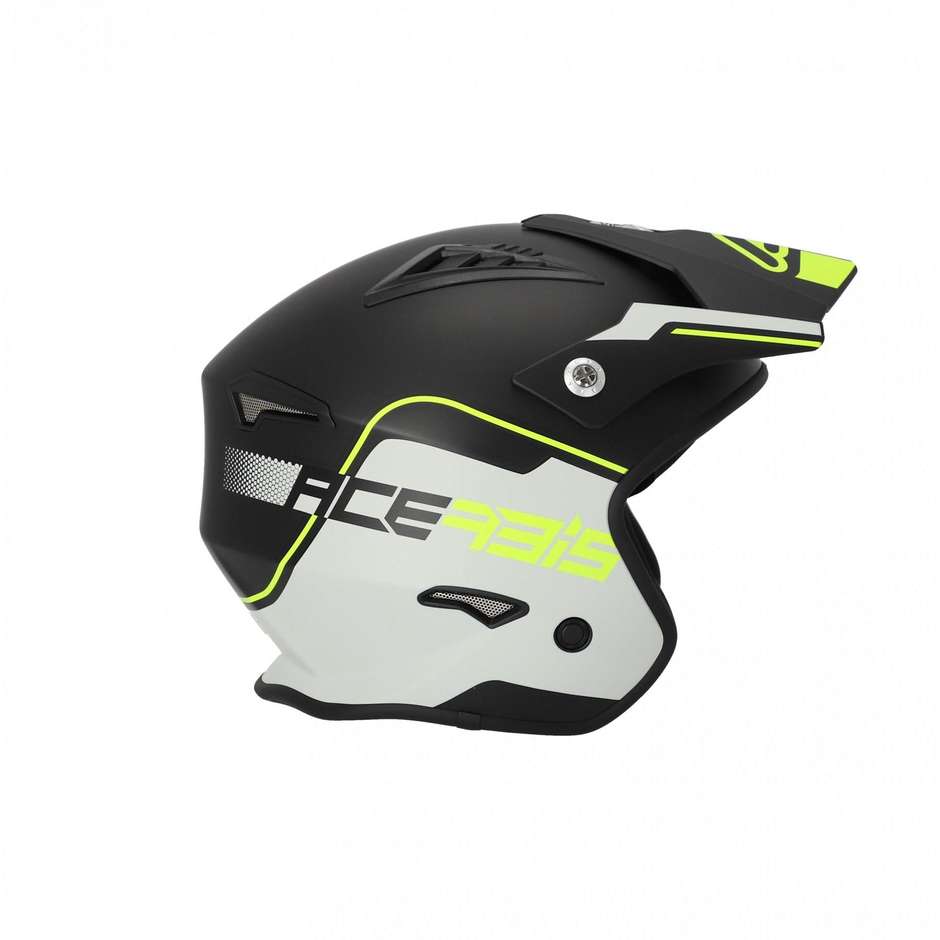 Acerbis Jet Motorcycle Helmet Model ARIA Black White Yellow Fluo