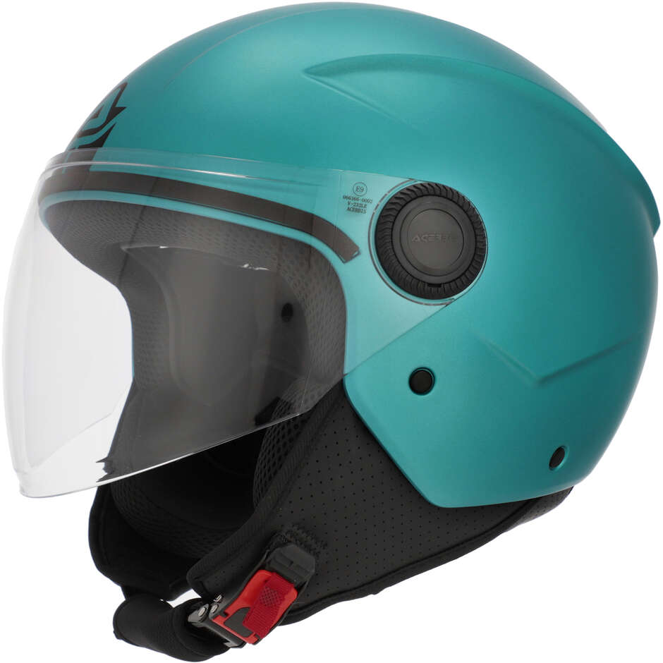 Acerbis Jet Motorcycle Helmet With Visor Brezza Metallic Turquoise