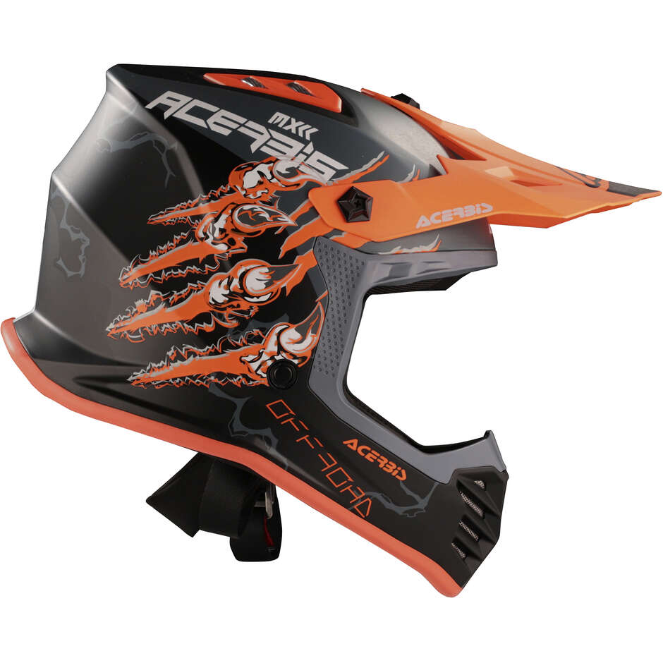 ACERBIS Kids PROFILE JUNIOR Motocross Enduro Helmet Black Orange Fluo