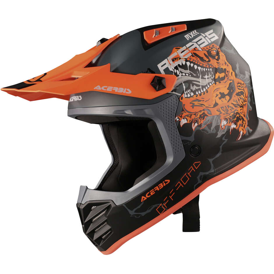 ACERBIS Kids PROFILE JUNIOR Motocross Enduro Helmet Black Orange Fluo