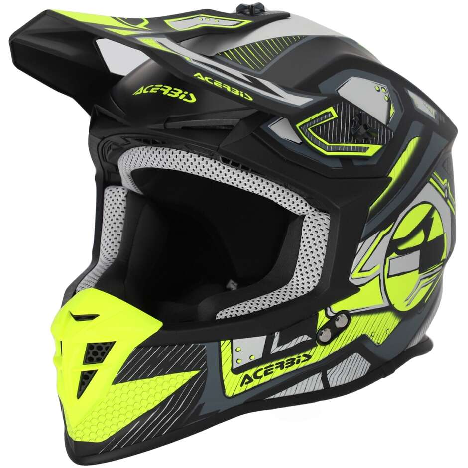 Acerbis LINEAR 2206 Black Yellow Fluo Cross Motorcycle Helmet