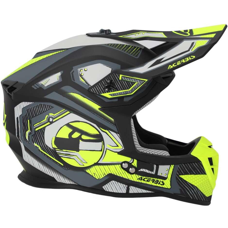 Acerbis LINEAR 2206 Black Yellow Fluo Cross Motorcycle Helmet