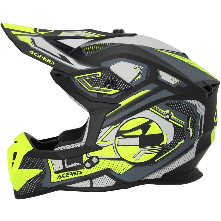 Acerbis LINEAR 2206 Black Yellow Fluo Cross Motorcycle Helmet