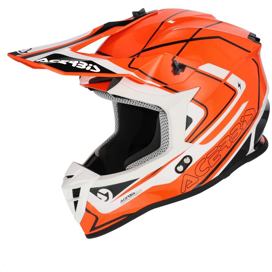 Acerbis LINEAR 2206 Orange White Motocross Helmet