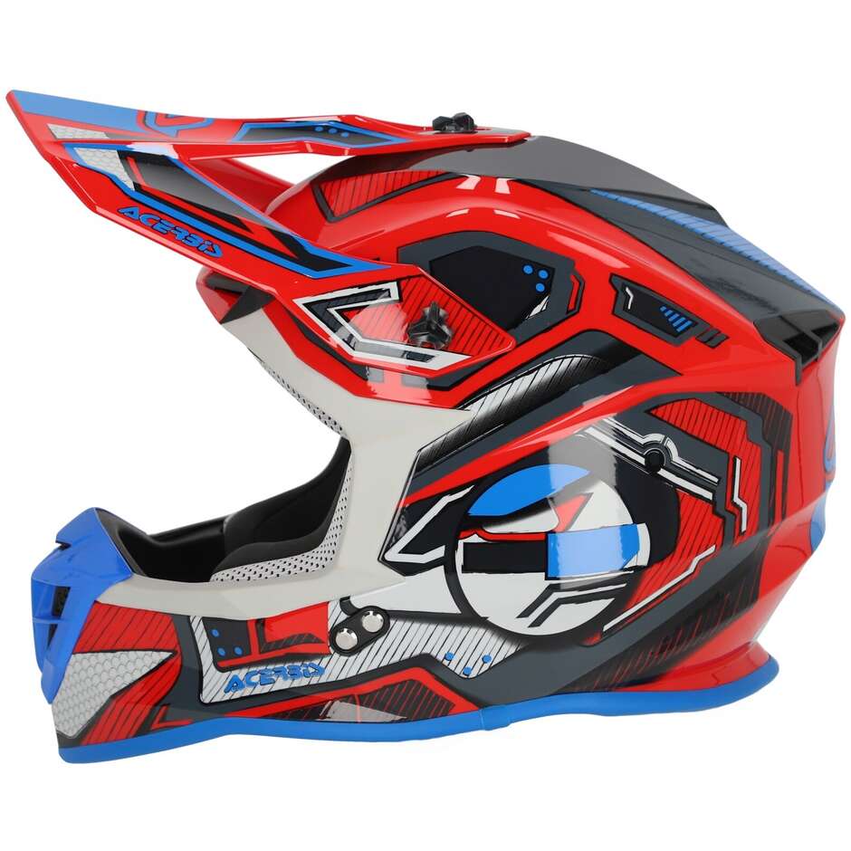 Acerbis LINEAR 2206 Red Blue Moto Cross Helmet