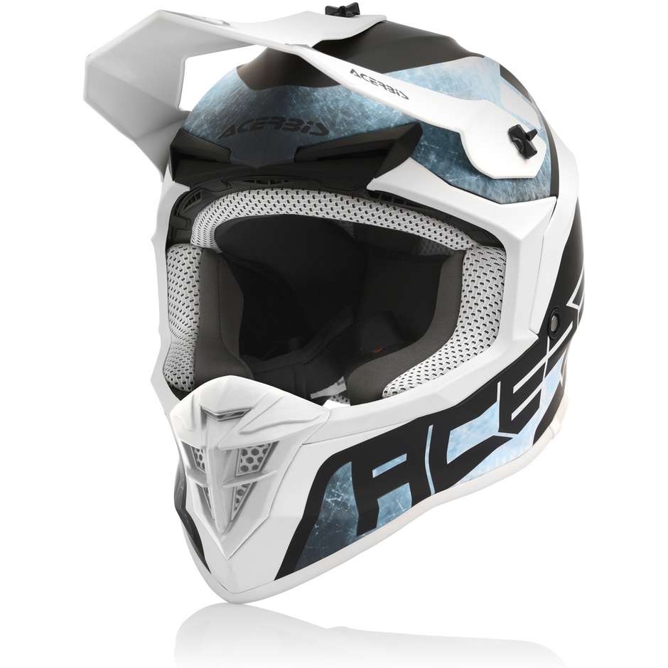 Acerbis LINEAR Cross Enduro Motorcycle Helmet White Blue Opaque