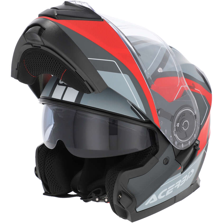Acerbis Modular Motorcycle Helmet Double Visor SEREL 22.06 Grey Red Matt