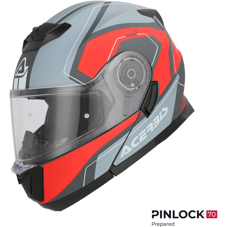 Acerbis Modular Motorcycle Helmet Double Visor SEREL 22.06 Grey Red Matt