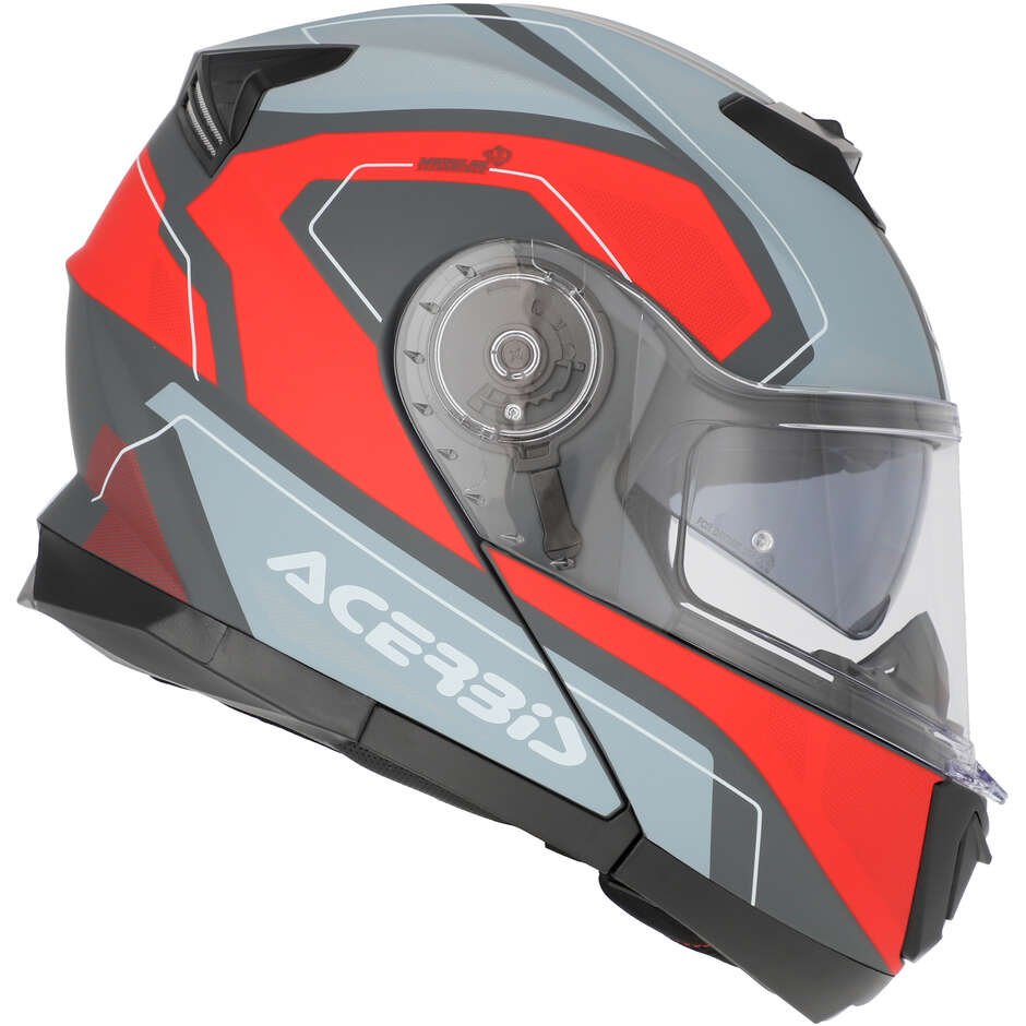 Acerbis Modular Motorcycle Helmet Double Visor SEREL 22.06 Grey Red Matt