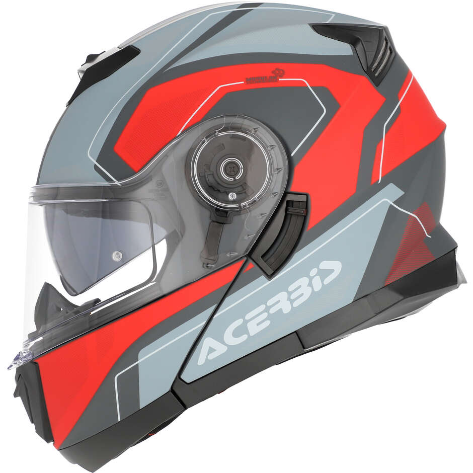 Acerbis Modular Motorcycle Helmet Double Visor SEREL 22.06 Grey Red Matt