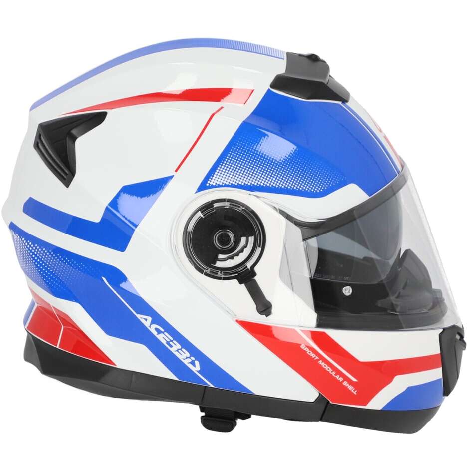 Acerbis Modular Motorcycle Helmet Double Visor SEREL 22.06 White Blue Red