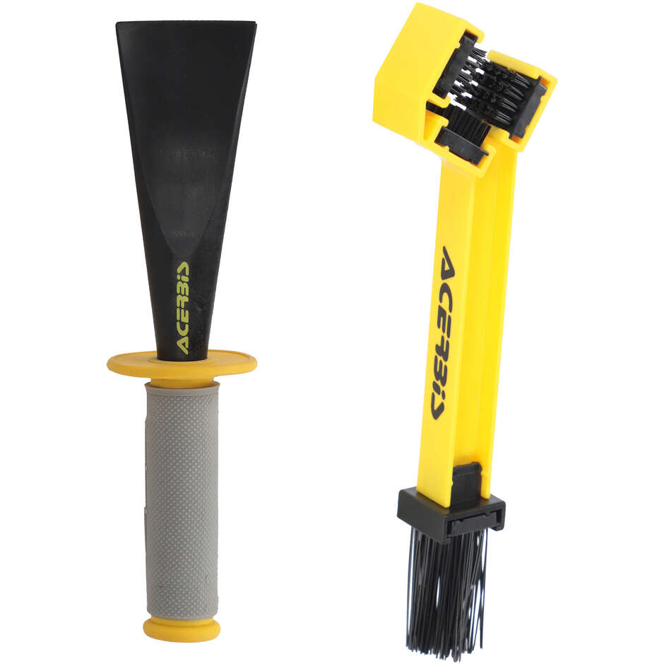 Acerbis Mud Remover Spatula + Chain Cleaning Brush Black Yellow