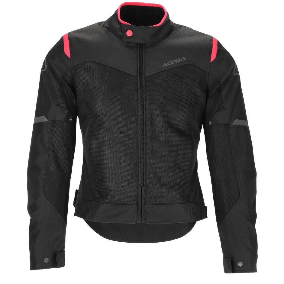 Acerbis Neue RAMSEY LADY My Vented 2.0 Damen-Sommer-Motorradjacke aus Stoff, Schwarz/Rosa