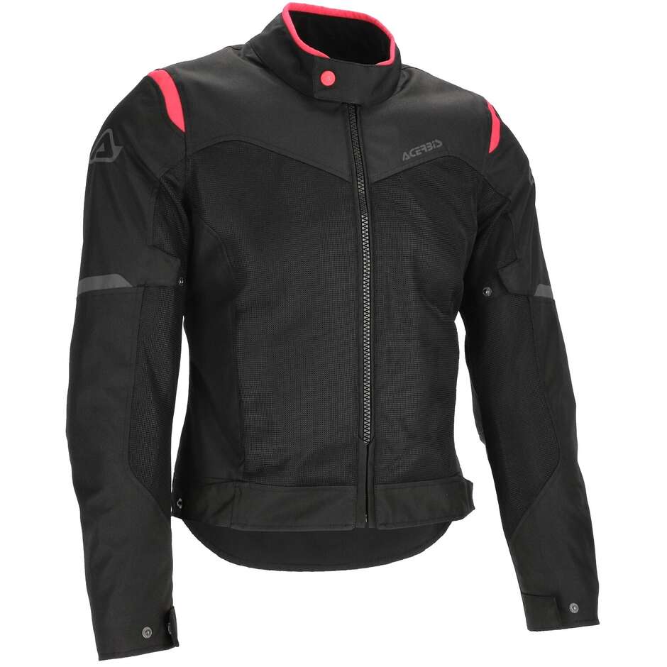 Acerbis Neue RAMSEY LADY My Vented 2.0 Damen-Sommer-Motorradjacke aus Stoff, Schwarz/Rosa