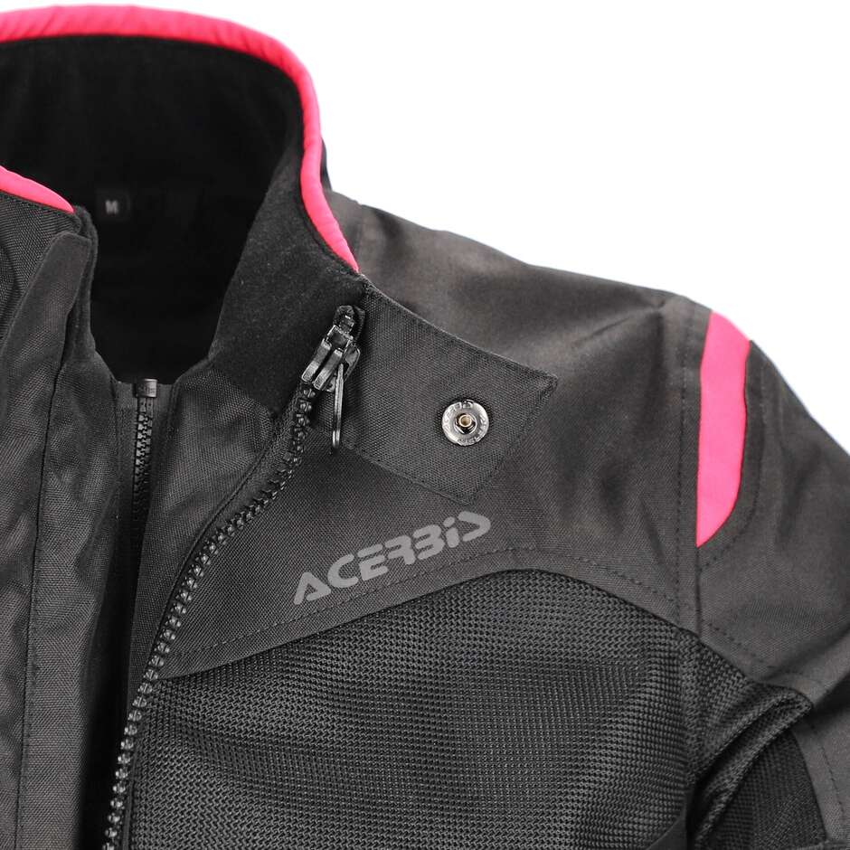 Acerbis Neue RAMSEY LADY My Vented 2.0 Damen-Sommer-Motorradjacke aus Stoff, Schwarz/Rosa