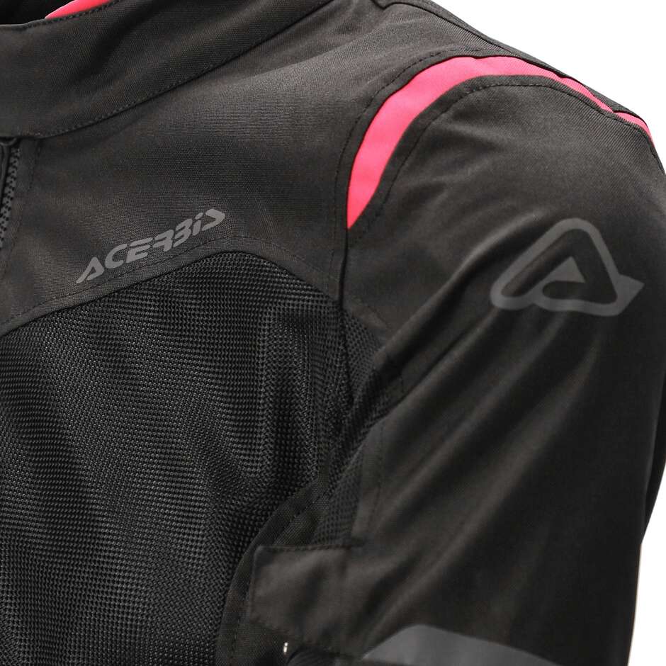 Acerbis Neue RAMSEY LADY My Vented 2.0 Damen-Sommer-Motorradjacke aus Stoff, Schwarz/Rosa