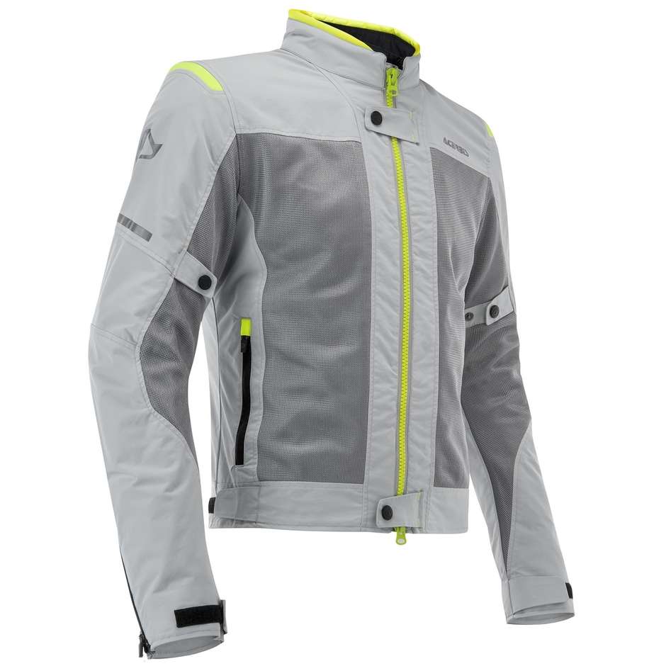 Acerbis Ramsey Vented CE Lady's Summer Fabric Motorcycle Jacket Gray Yellow Fluo