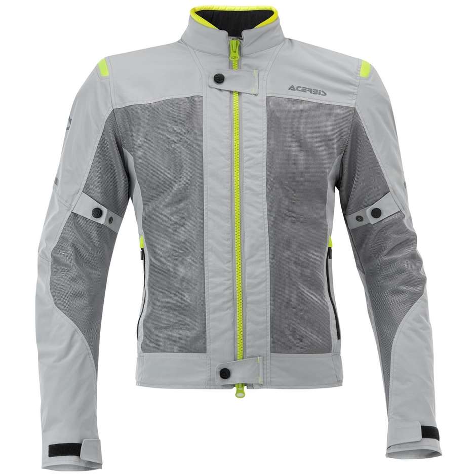 Acerbis Ramsey Vented CE Perforated Summer Motorcycle Jacket Gray Yellow Fluo