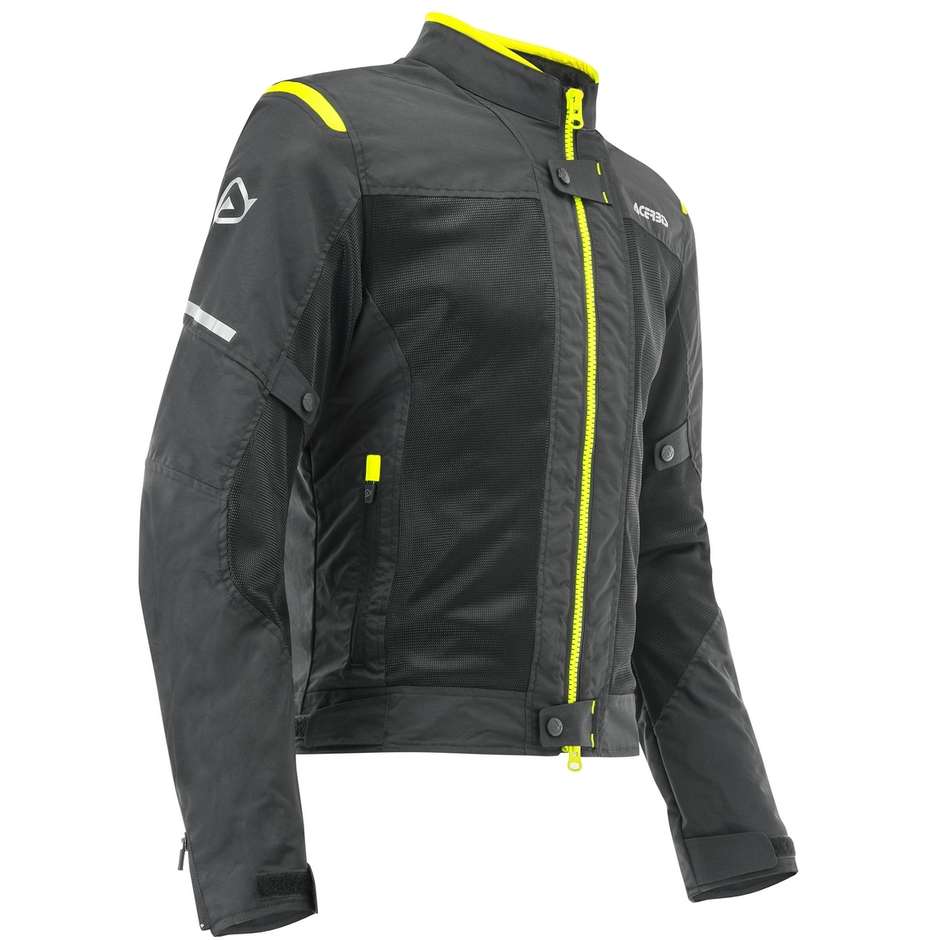 Acerbis Ramsey Vented Summer Perforated Motorcycle Jacket CE Black Yellow Fluo