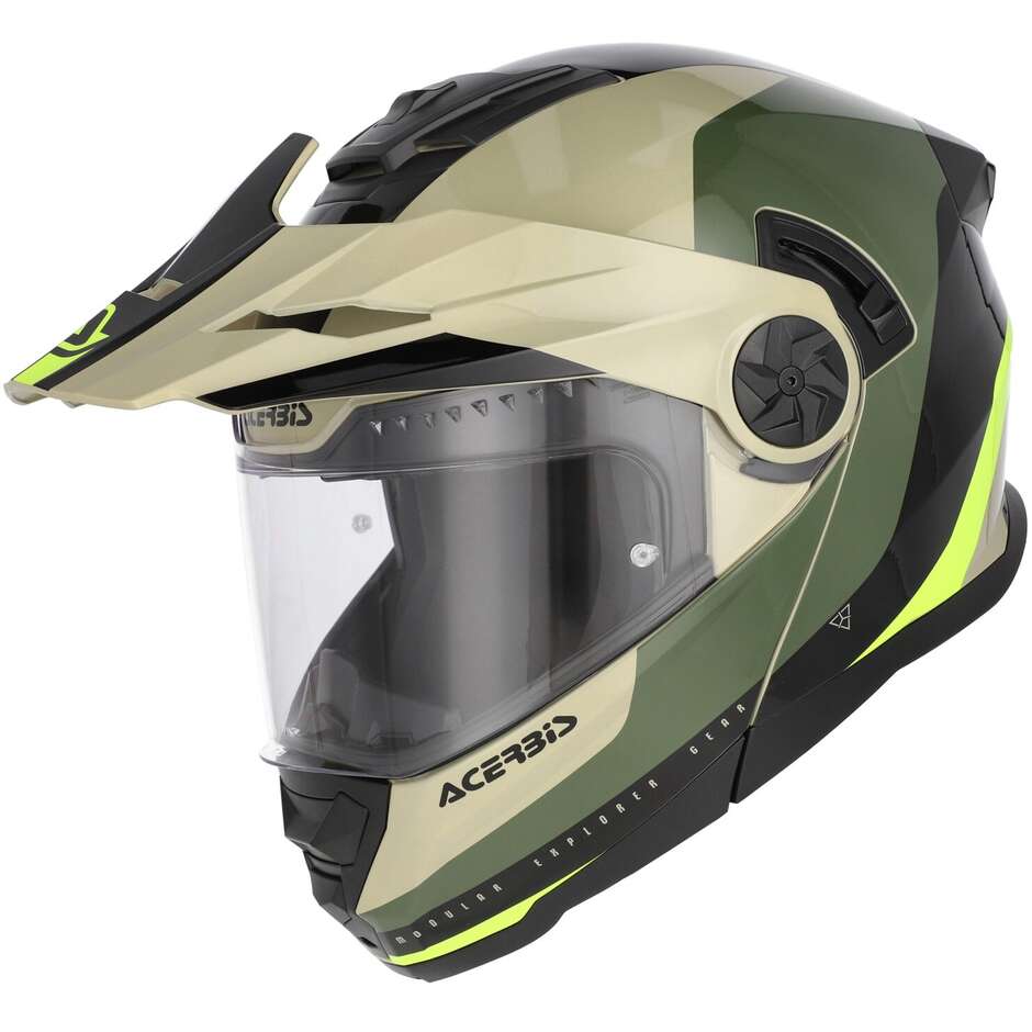 Acerbis Rider P/J Multi Modular Motorcycle Helmet Green Brown