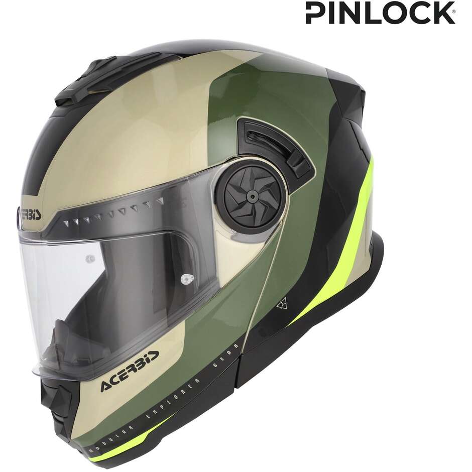 Acerbis Rider P/J Multi Modular Motorcycle Helmet Green Brown