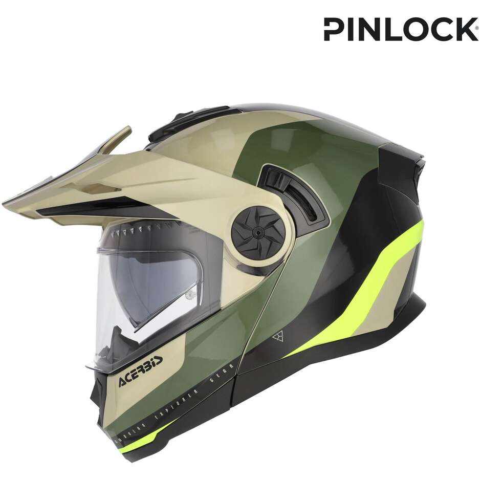 Acerbis Rider P/J Multi Modular Motorcycle Helmet Green Brown