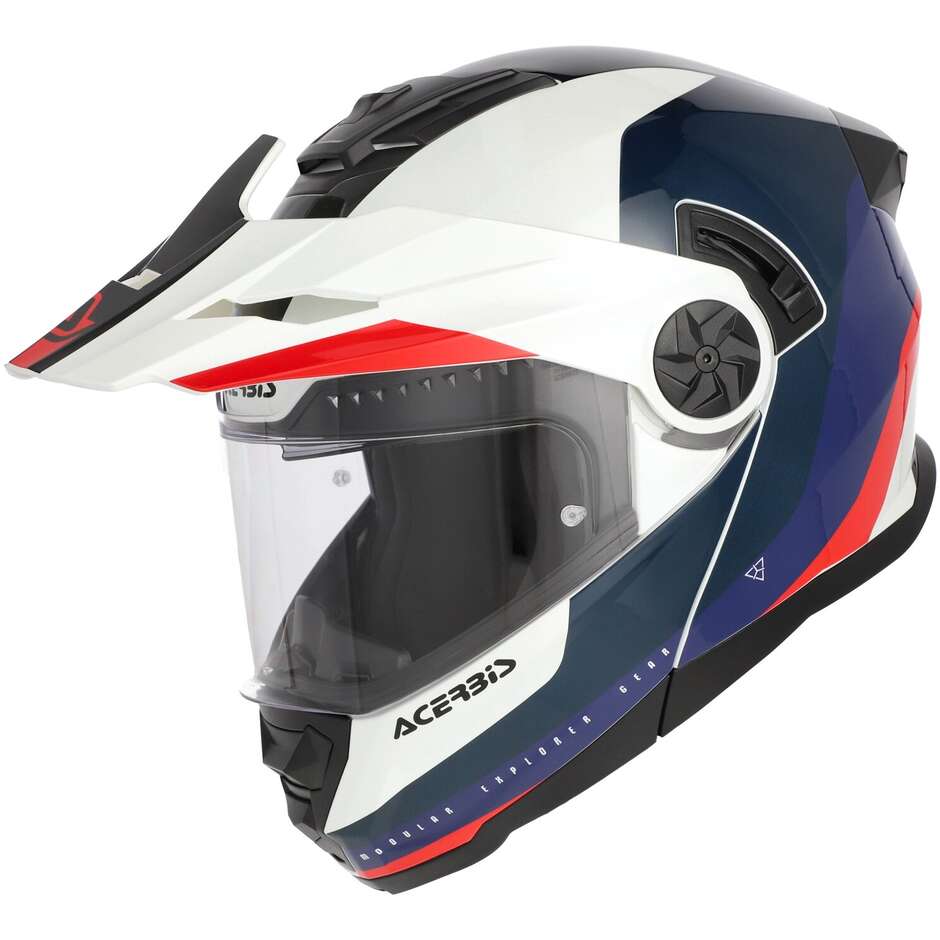 Acerbis Rider P/J Multi Modular Motorcycle Helmet White Red Blue