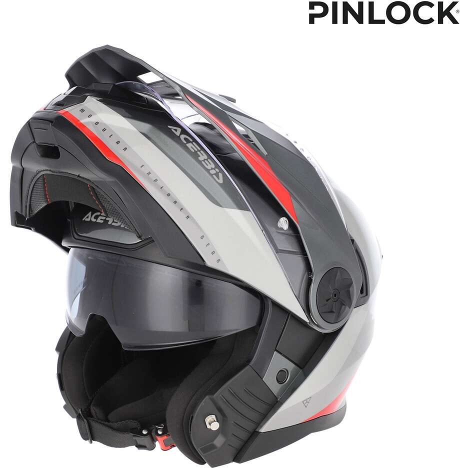 Acerbis Rider P/J Multi Modular Motorradhelm Grau Rot