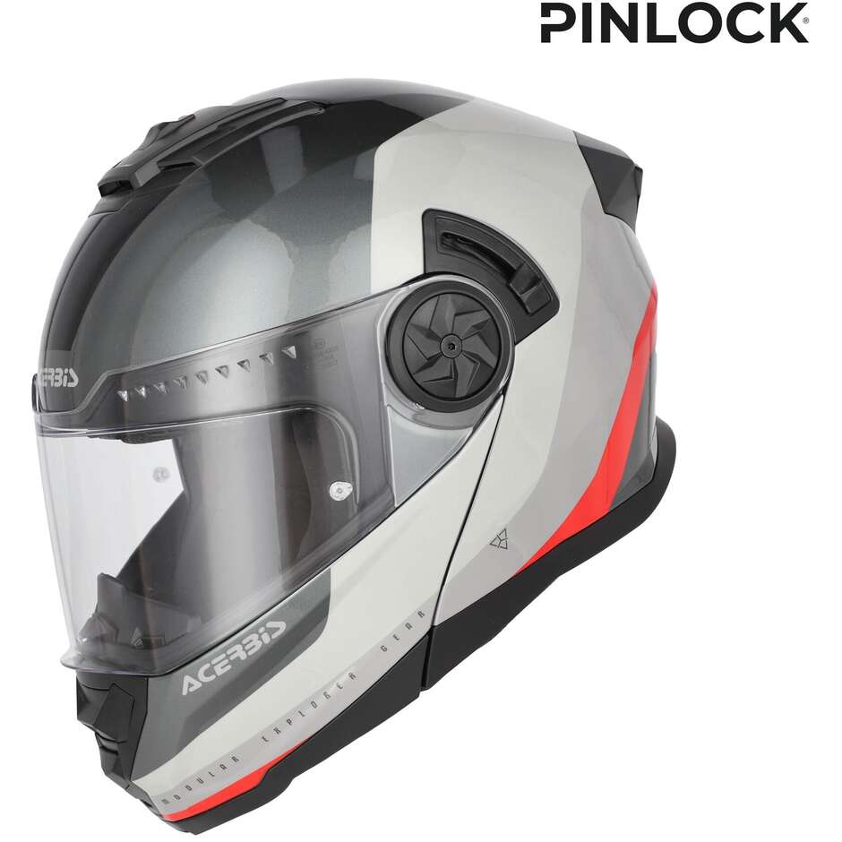 Acerbis Rider P/J Multi Modular Motorradhelm Grau Rot