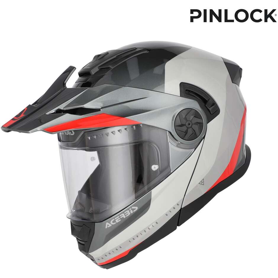 Acerbis Rider P/J Multi Modular Motorradhelm Grau Rot