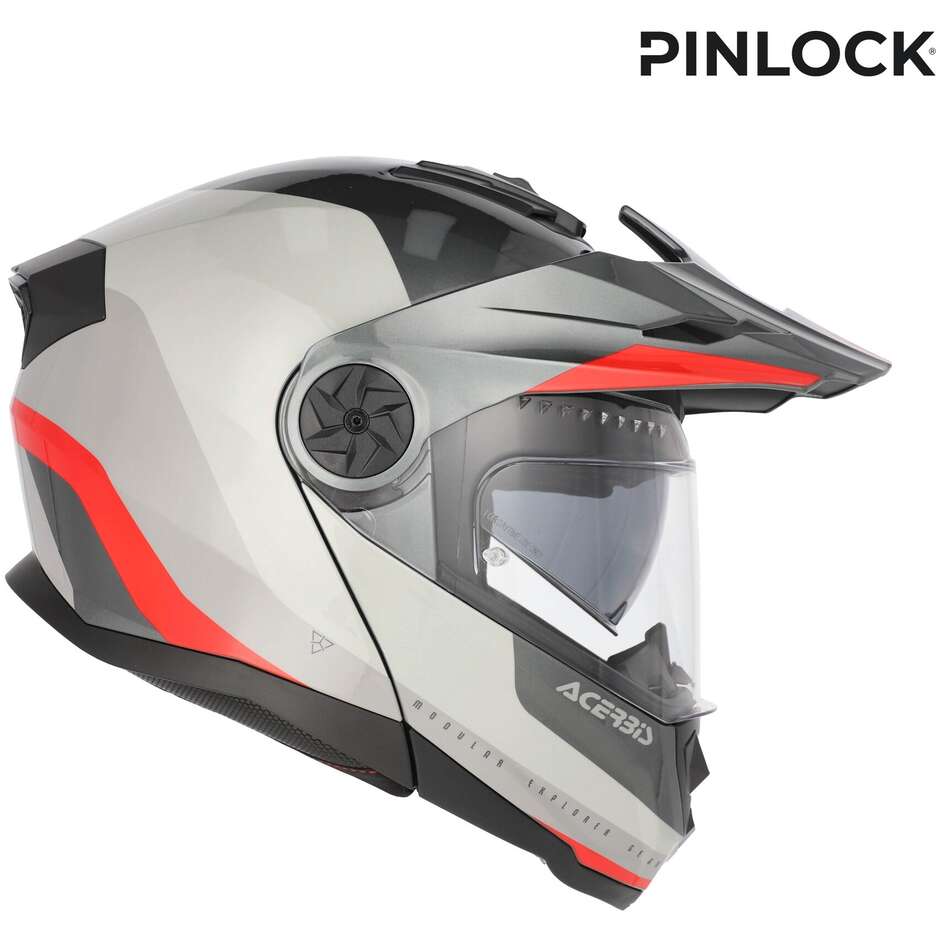 Acerbis Rider P/J Multi Modular Motorradhelm Grau Rot