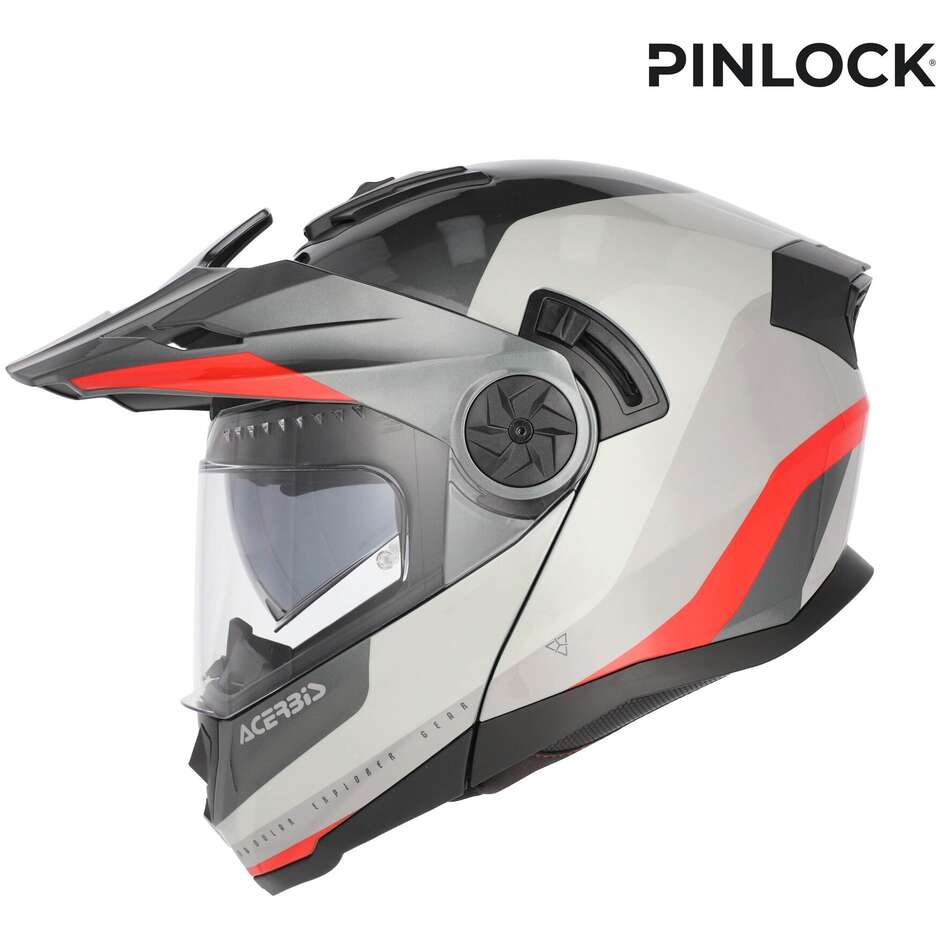 Acerbis Rider P/J Multi Modular Motorradhelm Grau Rot