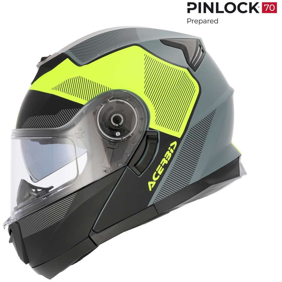 Acerbis SEREL 22.06 Double Visor Modular Motorcycle Helmet, Black, Fluorescent Yellow