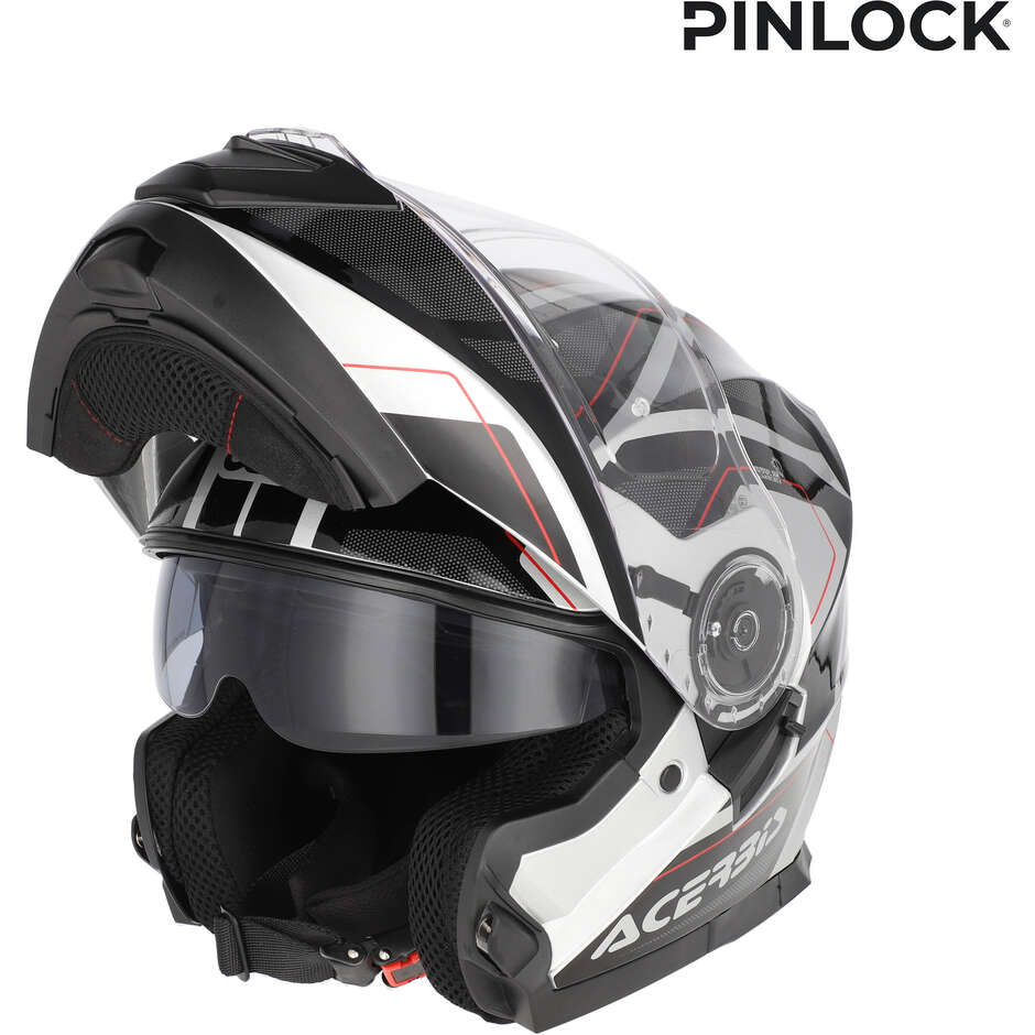 Acerbis SEREL 22.06 Double Visor Modular Motorcycle Helmet Black Silver Red