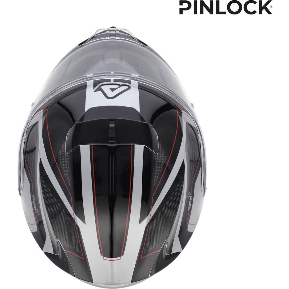 Acerbis SEREL 22.06 Double Visor Modular Motorcycle Helmet Black Silver Red