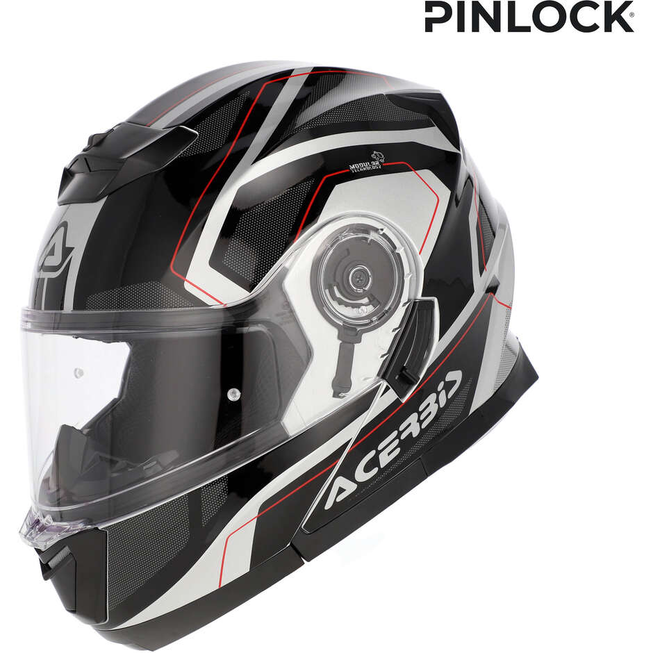 Acerbis SEREL 22.06 Double Visor Modular Motorcycle Helmet Black Silver Red