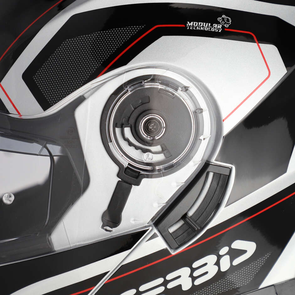 Acerbis SEREL 22.06 Double Visor Modular Motorcycle Helmet Black Silver Red