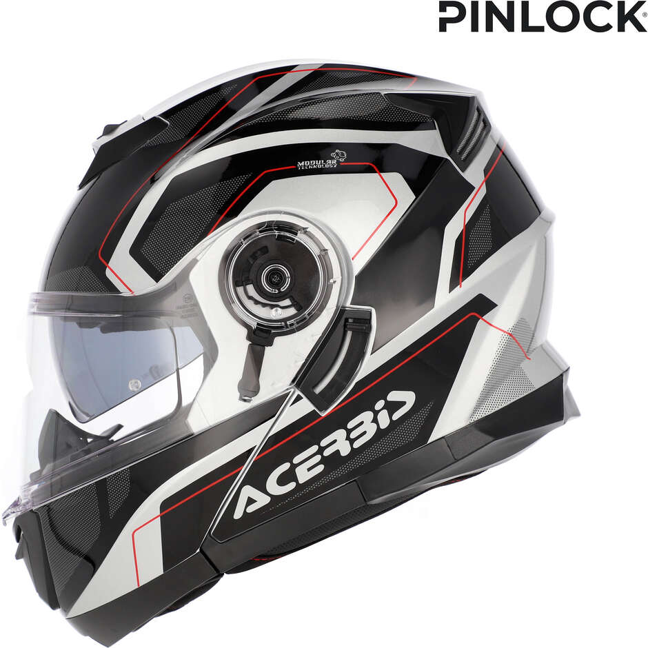 Acerbis SEREL 22.06 Double Visor Modular Motorcycle Helmet Black Silver Red