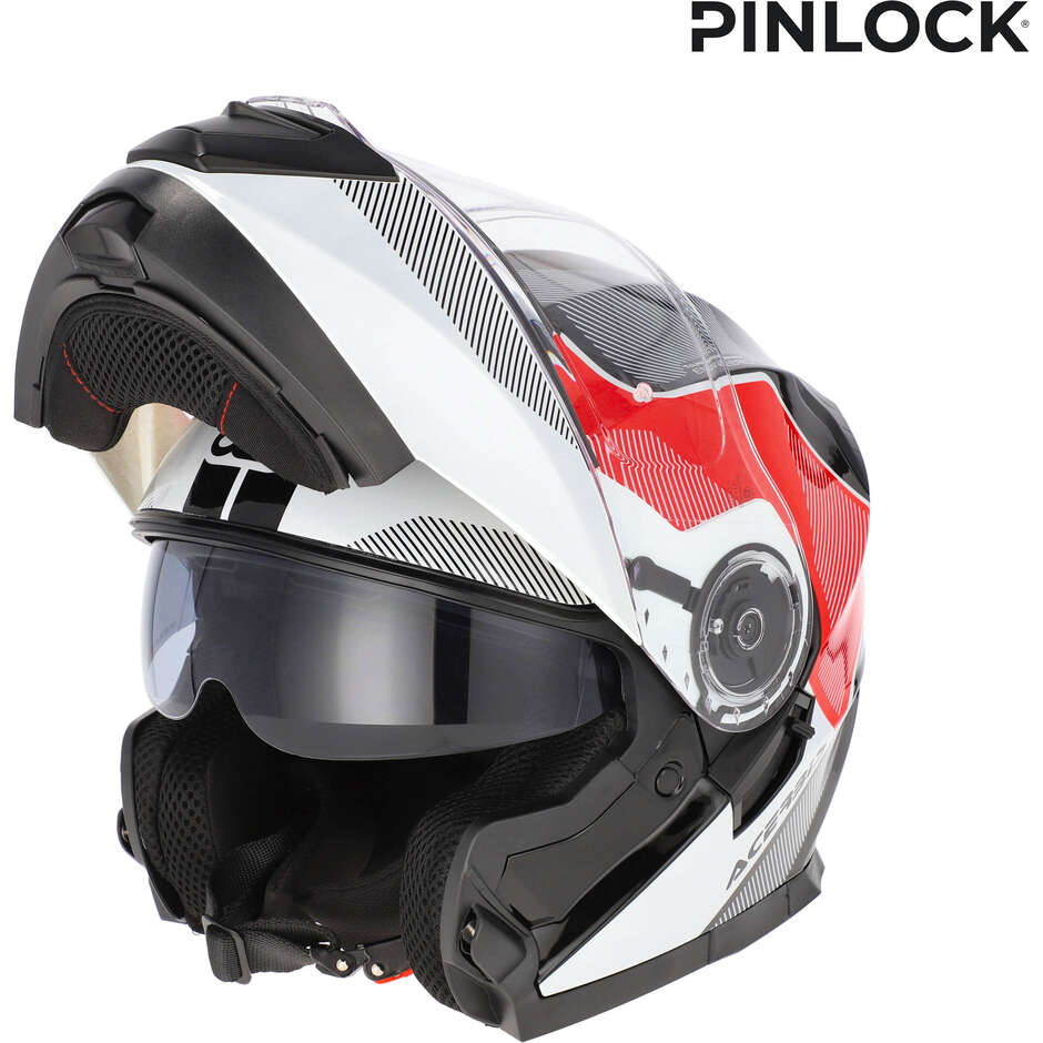 Acerbis SEREL 22.06 Double Visor Modular Motorcycle Helmet Black White Red