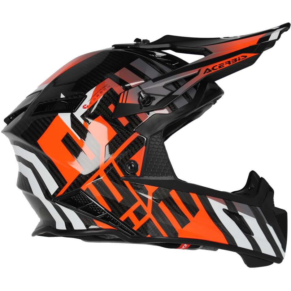 Acerbis STEEL CARBON 2206 Black Orange Fluo Moto Cross Helmet