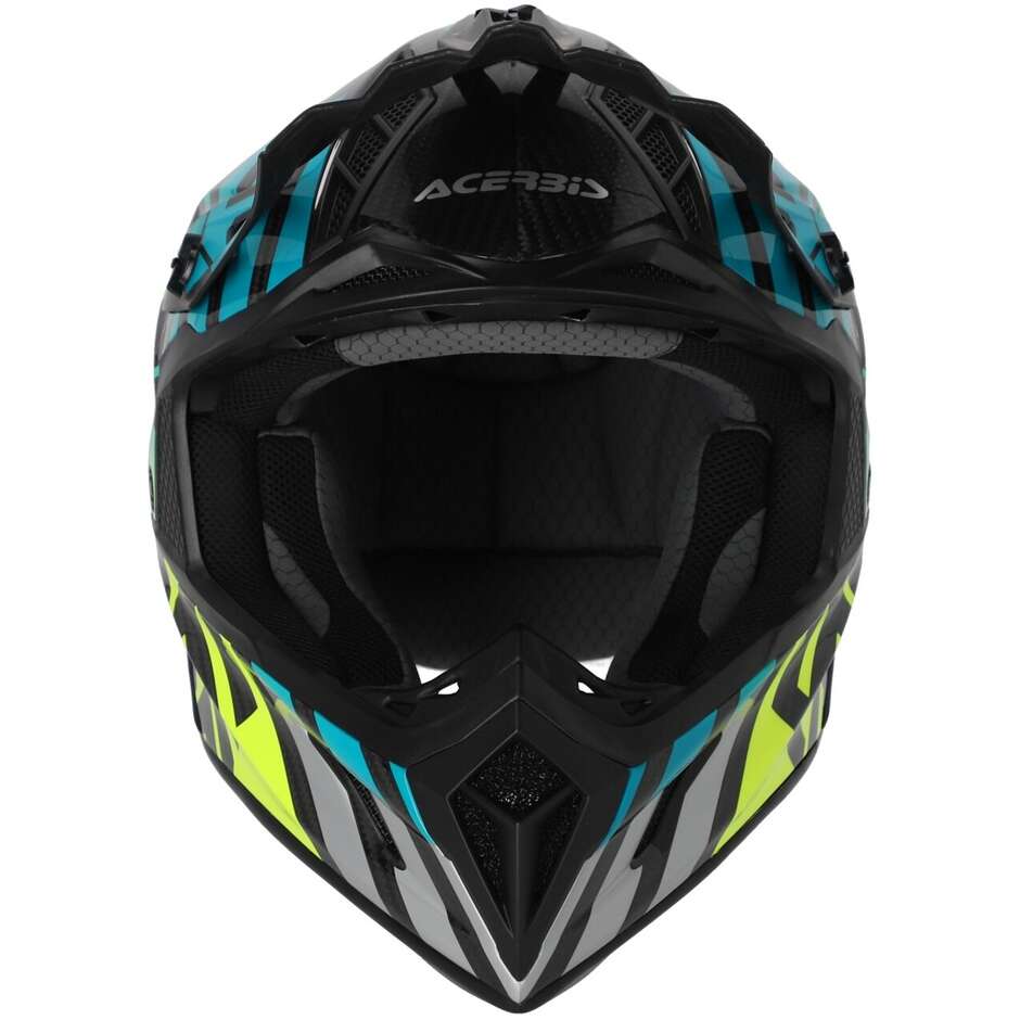Acerbis STEEL CARBON 2206 Turquoise Yellow Fluo Moto Cross Helmet