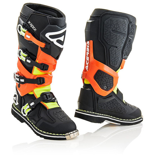 Acerbis X-Rock Black / Orange Fluo Cross Enduro Motorcycle Boots