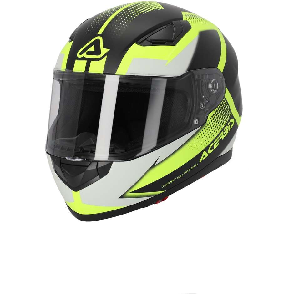 Acerbis X-STREET Integral Motorcycle Helmet Black Yellow Fluo