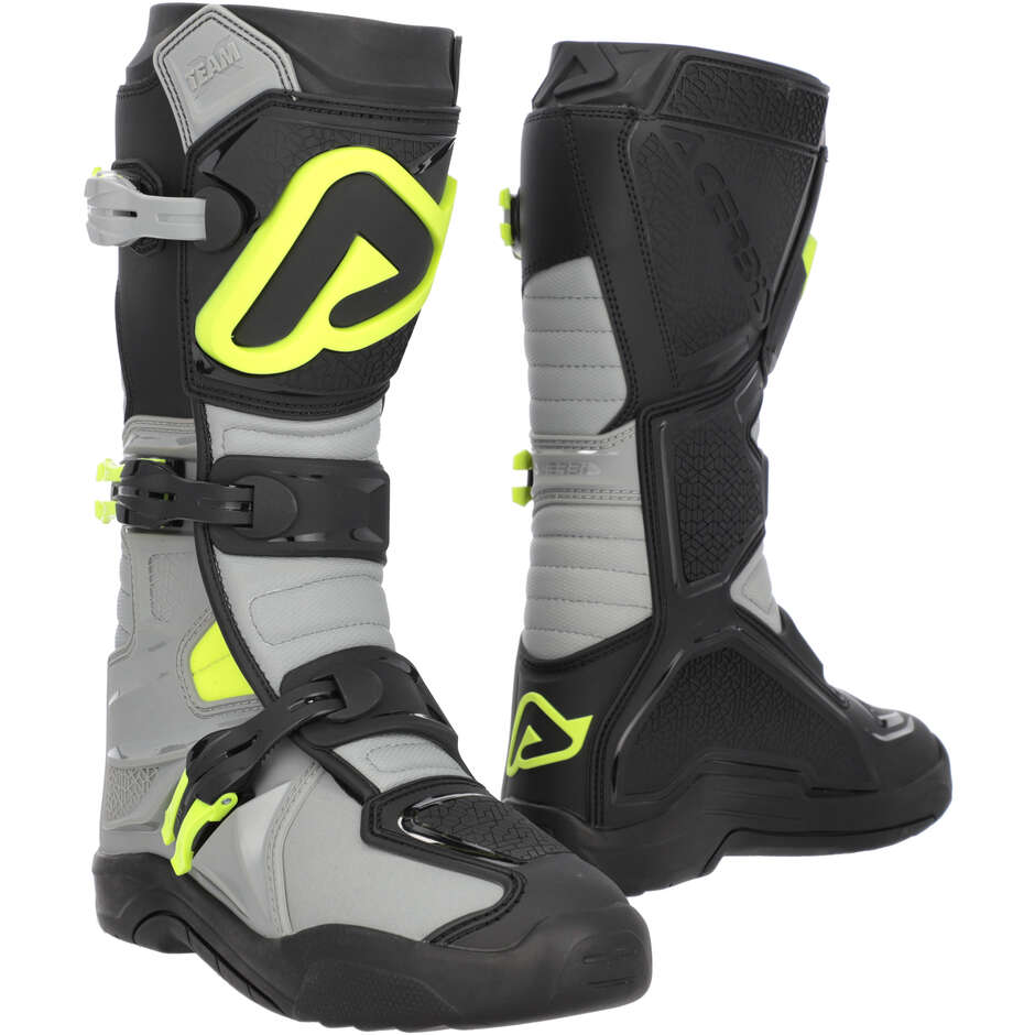 ACERBIS X-TEAM 2.0 Motocross-Stiefel Schwarz/Fluoreszierendes Gelb