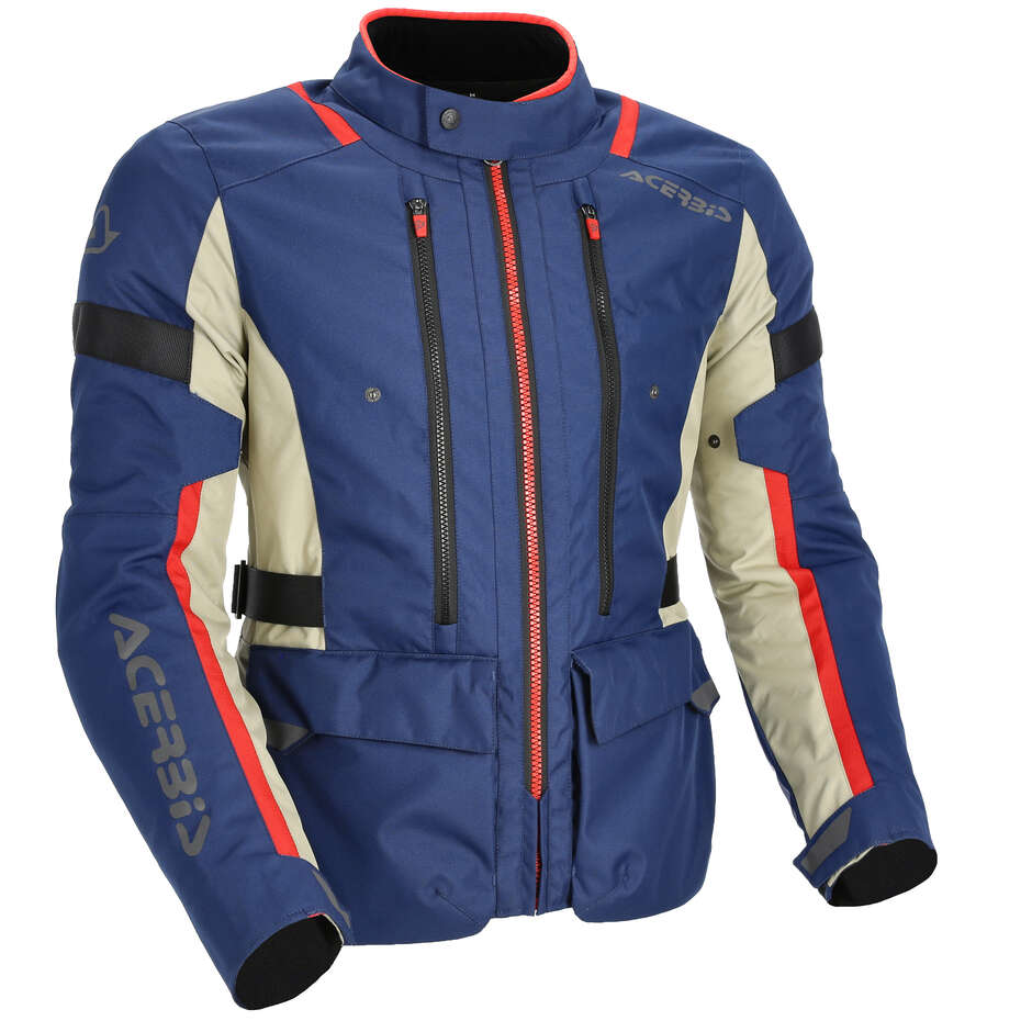 Acerbis X-Travel 2.0 Fabric Motorcycle Jacket Blue Red