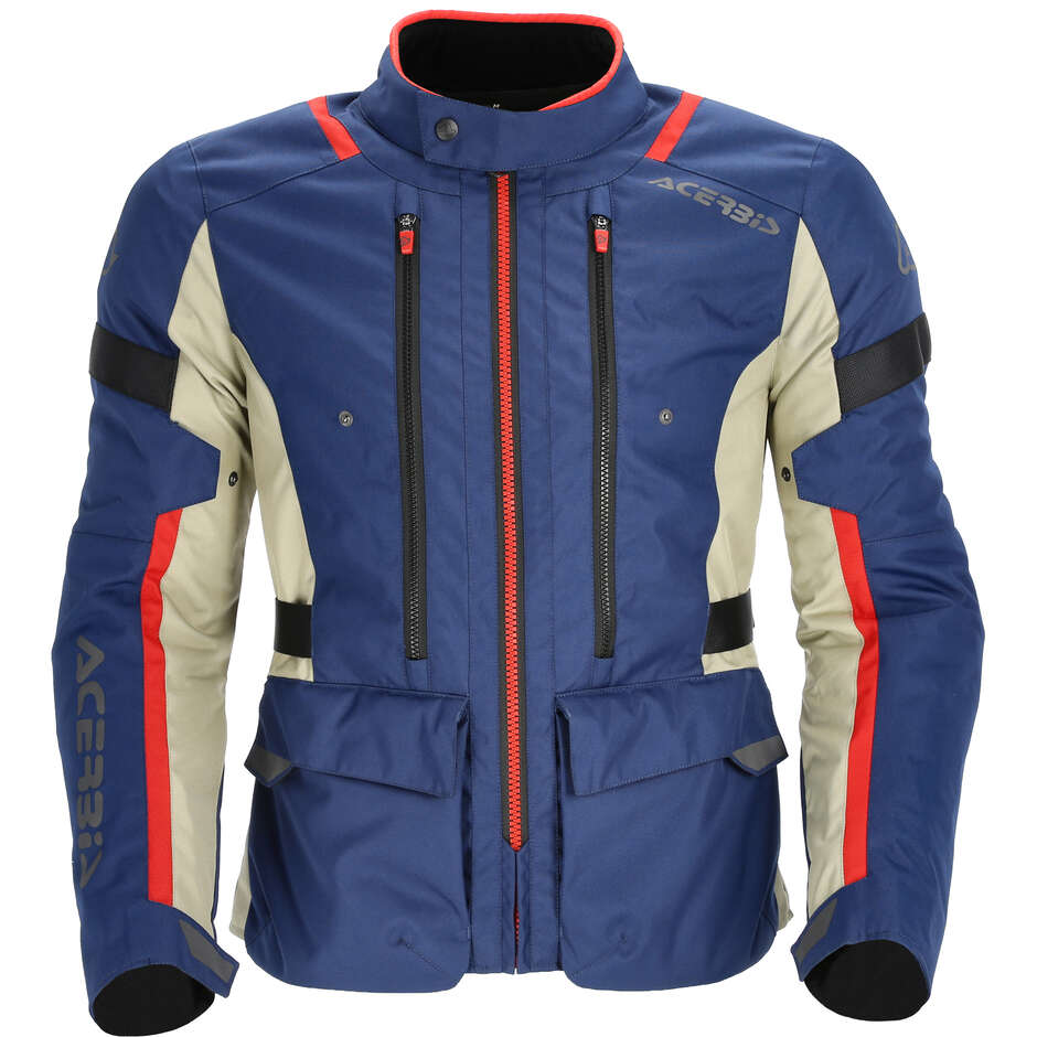 Acerbis X-Travel 2.0 Fabric Motorcycle Jacket Blue Red