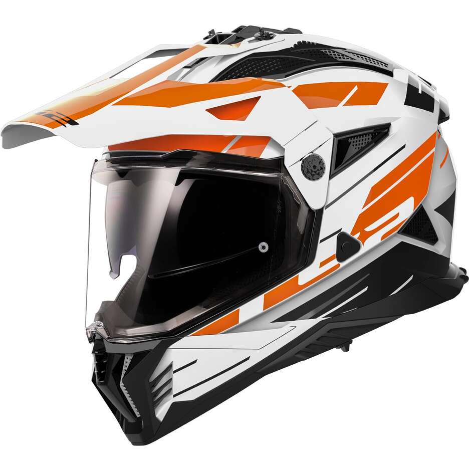 Adventure Motorcycle Helmet Ls2 MX702 PIONEER 2 NAMIB White Orange
